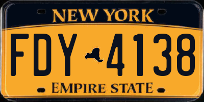 NY license plate FDY4138