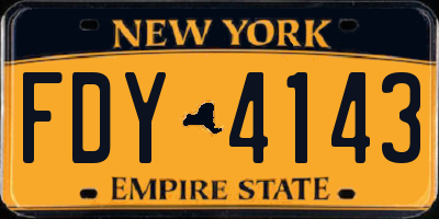 NY license plate FDY4143