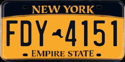 NY license plate FDY4151