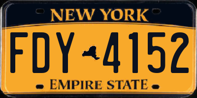 NY license plate FDY4152