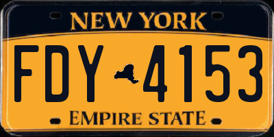 NY license plate FDY4153