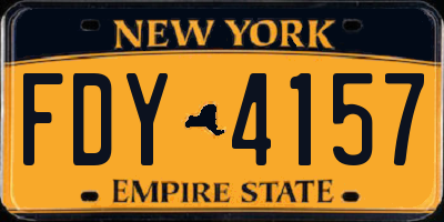 NY license plate FDY4157