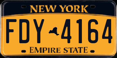 NY license plate FDY4164