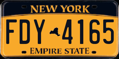 NY license plate FDY4165