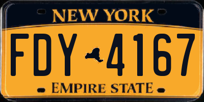 NY license plate FDY4167