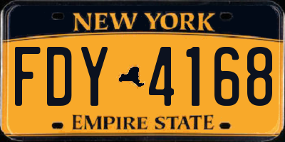 NY license plate FDY4168
