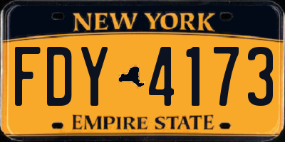 NY license plate FDY4173