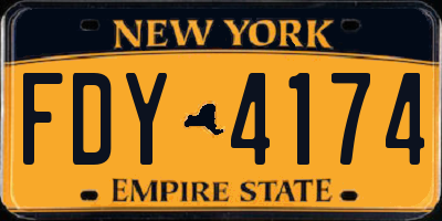 NY license plate FDY4174