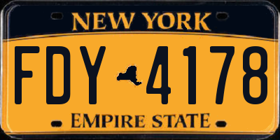 NY license plate FDY4178