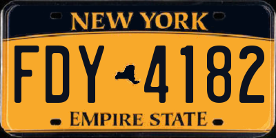NY license plate FDY4182