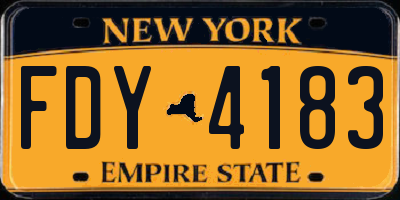 NY license plate FDY4183