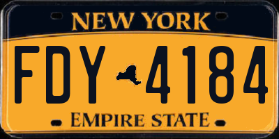 NY license plate FDY4184