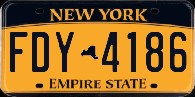 NY license plate FDY4186