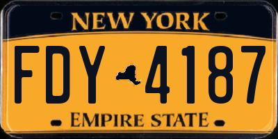 NY license plate FDY4187
