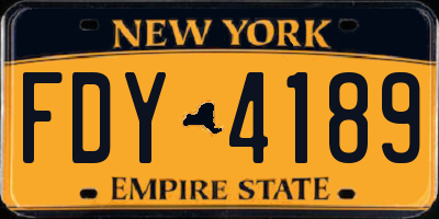 NY license plate FDY4189