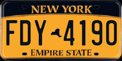 NY license plate FDY4190