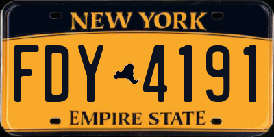NY license plate FDY4191