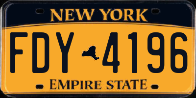 NY license plate FDY4196