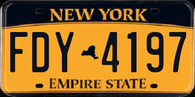 NY license plate FDY4197