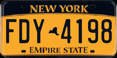 NY license plate FDY4198