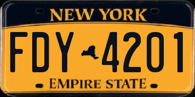 NY license plate FDY4201