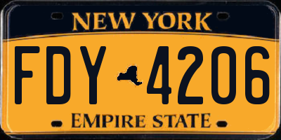 NY license plate FDY4206