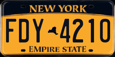 NY license plate FDY4210