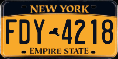 NY license plate FDY4218