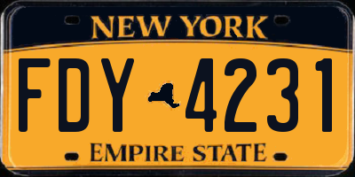 NY license plate FDY4231