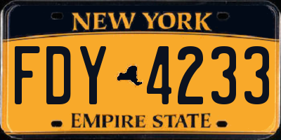 NY license plate FDY4233