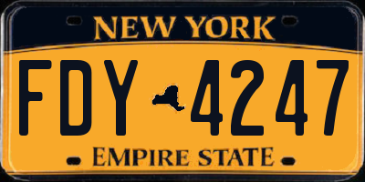 NY license plate FDY4247