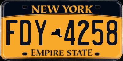 NY license plate FDY4258