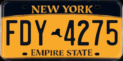 NY license plate FDY4275