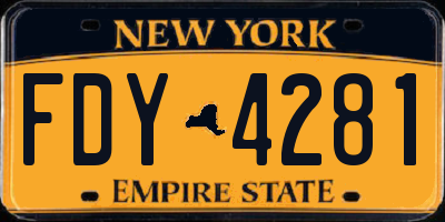 NY license plate FDY4281