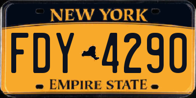 NY license plate FDY4290