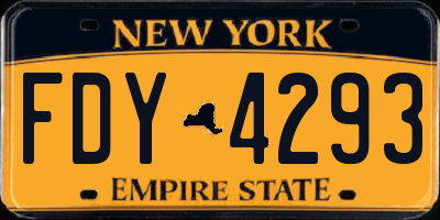 NY license plate FDY4293