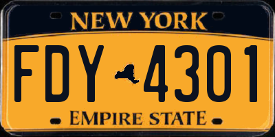 NY license plate FDY4301