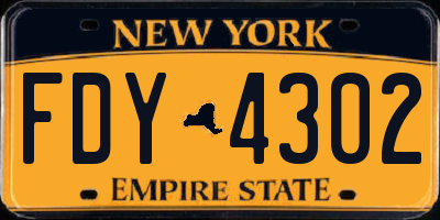NY license plate FDY4302