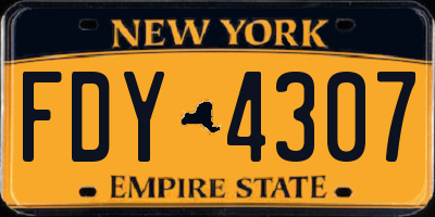 NY license plate FDY4307