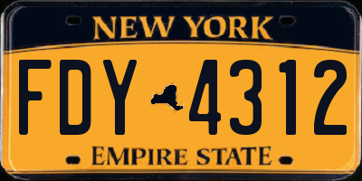 NY license plate FDY4312