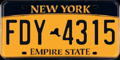 NY license plate FDY4315