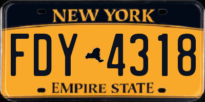 NY license plate FDY4318