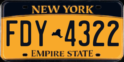 NY license plate FDY4322