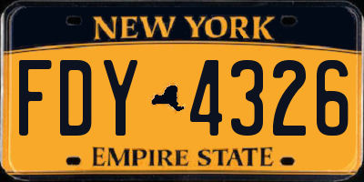 NY license plate FDY4326