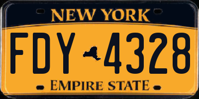 NY license plate FDY4328