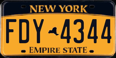 NY license plate FDY4344