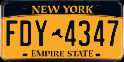 NY license plate FDY4347