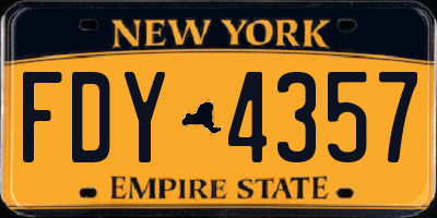 NY license plate FDY4357