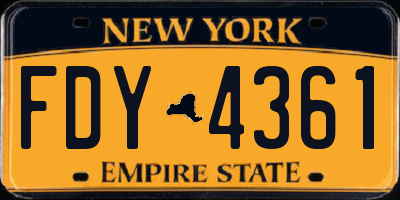 NY license plate FDY4361