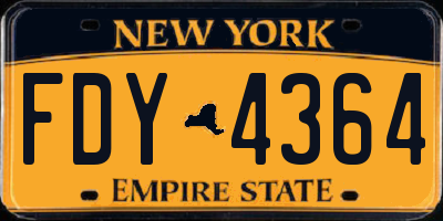 NY license plate FDY4364